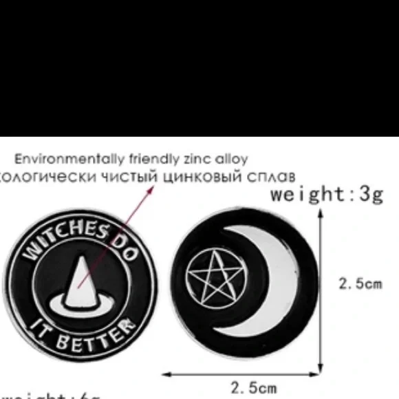 Gothic Punk “Witches Do It Better” Witch Hat Witchcraft Metal Enamel Pin Brooch - Picture 2 of 9